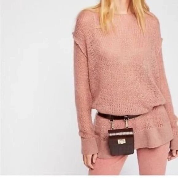 Free People Womens Mohair Loose Knit Sweater In Dusty Pink - Picture 10 of 10